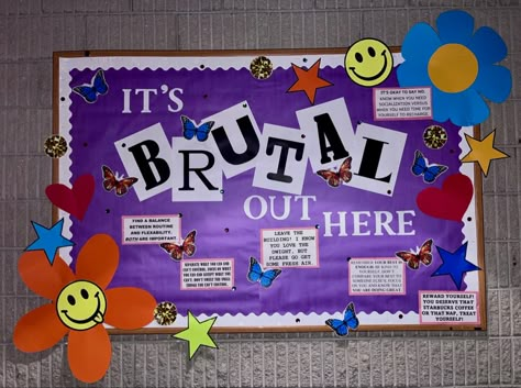 Self Care Bulletin Board College, Olivia Rodrigo Bulletin Board, Y2k Bulletin Board, Mental Health Ra Board, Self Care Ra Board, Sga Posters, Self Care Bulletin Board, Leadership Bulletin Boards, Hope Squad