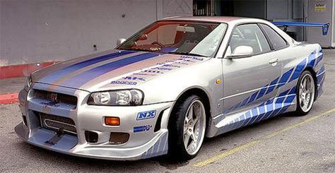 1999 Nissan Skyline GT-R from 2 Fast 2 Furious.Driven By:Paul Walker (Brian O'Conner). Gtr Nissan, Nissan R34, Nissan Gtr R34, R34 Skyline, Skyline Gtr R34, Corvette C5, Nissan Skyline Gt R, Tv Cars, Gtr R34