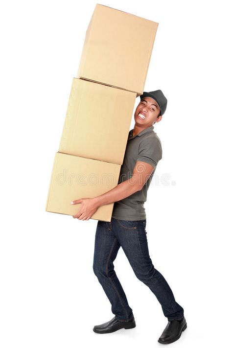 Man Holding some heavy Stack Of Cardboard Boxes. On White Background , #Aff, #heavy, #Stack, #Man, #Holding, #White #ad Holding Something Heavy Reference, Holding Box Pose Reference, Holding Box Reference Drawing, Carrying Box Pose Reference, Holding Box Pose, Holding Box Reference, Carrying Pose Reference, Holding Book Reference, Box Reference