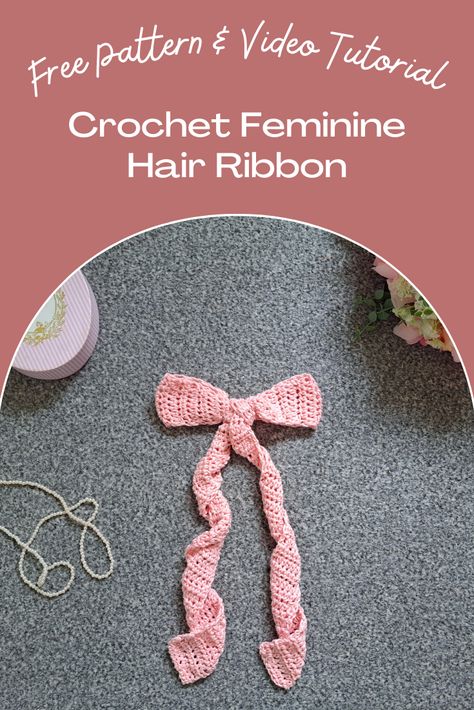 Crochet Hair Ribbons Free Pattern, Crochet Ribbon Hair Tie, Crochet Hair Bows Free Pattern, Crochet Ribbon Pattern, Ribbon Crochet Pattern, Crochet Hair Ribbon, Hairband Tutorial, Vintage Hair Scarf, Crochet Hair Bands