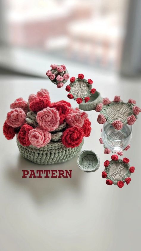 Create a Crochet Cup Cover Set for Free: Beginners Guide Coaster Projects, Crochet Mug, Quick Crochet Projects, Coaster Pattern, Crochet Easy, Basket Pattern, Beginner Crochet, For Home, Quick Crochet