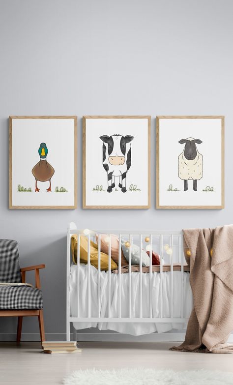 Farmyard nursery decor set, Farmyard nursery prints, animal nursery prints, farmyard print set, kids prints, playroom prints. Duck, cow, sheep. Farmyard Nursery, Farm Kids Room, Gender Neutral Farm Nursery, Boho Farm Animal Nursery, Farm Nursery Wall Decor, Farm Animal Prints Nursery, Farm Bedroom, Farm Nursery Theme Boys Dbc Baby Bedding Co., Nursery Decor Prints