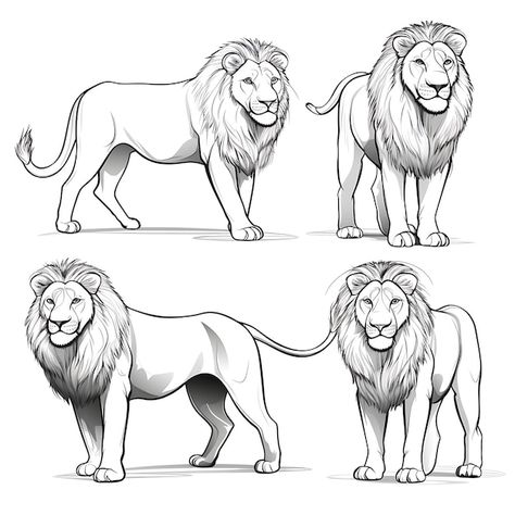 Lion Sketches, Drawing Ideas Lion, Lion Drawing Reference, Giraffe Drawing Easy, Lion Art Drawing, How To Draw A Lion, Lion Drawing Simple, Save Water Poster Drawing, Lion Walking