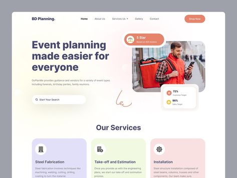 Event Planning: Website UI Design by Omar Faruk ✪ on Dribbble Event Planner Website Design, Event Planner Website, Website Ui Design, Event Planning Website, Event Website, Ui Design Website, Website Header, Graduation Project, Event Planner