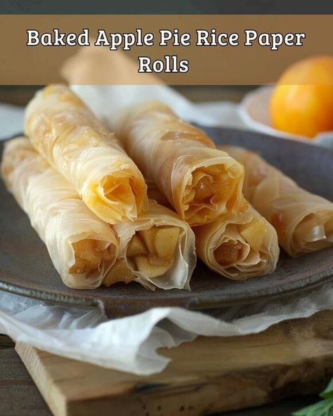 Baked Apple Pie Rice Paper Rolls, Apple Rice Paper Rolls, Rice Paper Apple Rolls, Apple Pie Rice Paper Rolls, Rice Paper Rolls Recipe, Strawberry Cheesecake Trifle Recipe, Fresh Cranberry Muffins, Dreamsicle Salad Recipe, Rice Paper Rolls Recipes