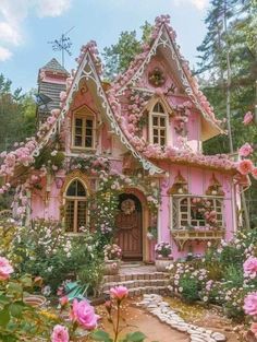 Witch Core Room, Pink Witch Aesthetic, Pink Mansion, Dream Bedroom Inspiration, Dream Apartment Decor, Dream Cottage, Pink House, Fantasy House, Dream House Rooms