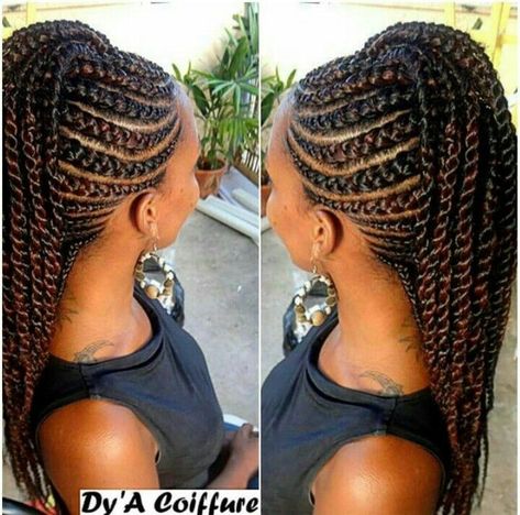 Mohawk Braid Hairstyles For Women, Mohawk Hairstyles For Black Women Braids, Black Hair Mohawk Braid Styles, Milkmaid Braid Black Women, Cornrow Updo Hairstyles For Black Women, Braided Ponytail Black Women, Braids With Mohawk Hairstyles, Braided Mohawk Hairstyles For Black Hair, Mohawk With Braids On The Side