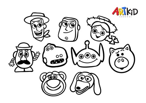 This picture belongs to one of our easy drawing and coloring videos on our YouTube channel. You will find the link to download the high quality outline picture in the description of the video. Toy Story Easy Drawing, Toy Story Line Art, Woody Toy Story Drawing Easy, Toy Story Drawings Easy, Toy Story Drawings, Toy Story Tattoo Ideas, Disney Characters Outline, Cartoon Stencil, Movie Character Drawings