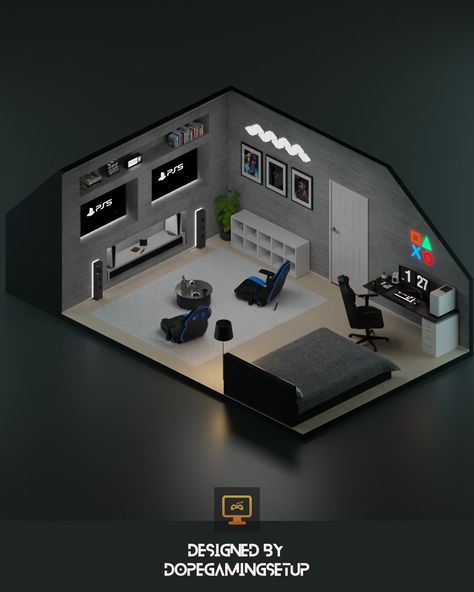 Ps5 Setup, Small Game Rooms, Room Designer, Cool Room Designs, Bedroom Redesign, House Interior Design Styles, Gamer Room Decor, Gaming Setups, Video Game Rooms