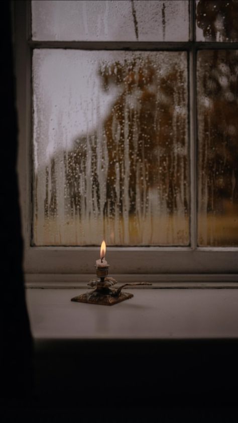 Rainy Window With Candle, Vintage Tea Aesthetic, Poem Zine, Books Moodboard, Winter Character, Backlight Photography, Window Aesthetic, Rainy Window, Hello January