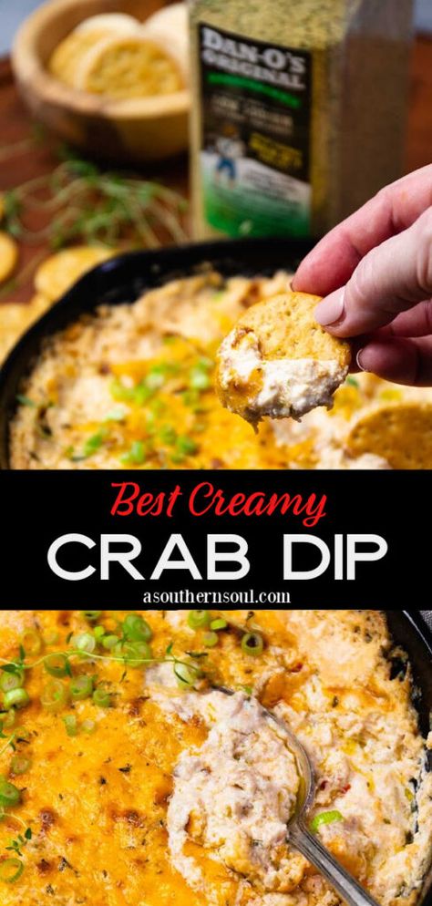 Easy Hot Crab Dip, Crab And Spinach Dip Recipe, Easy Crab Dip, Fish Dip Recipe, Shrimp And Crab Dip, Creamy Crab Dip, Hot Crab Dip Recipe, Crab Dip Recipe, Hot Dips