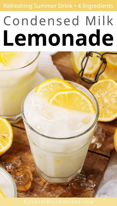 Lemonade Koolaid Recipe, How To Make Limeade, Frosted Lemonade Chick Fil A, Drink Mix Recipes, Fair Lemonade Recipe, Tea Cubes, Adult Slushies, Recipe Condensed Milk, Creamy Lemonade