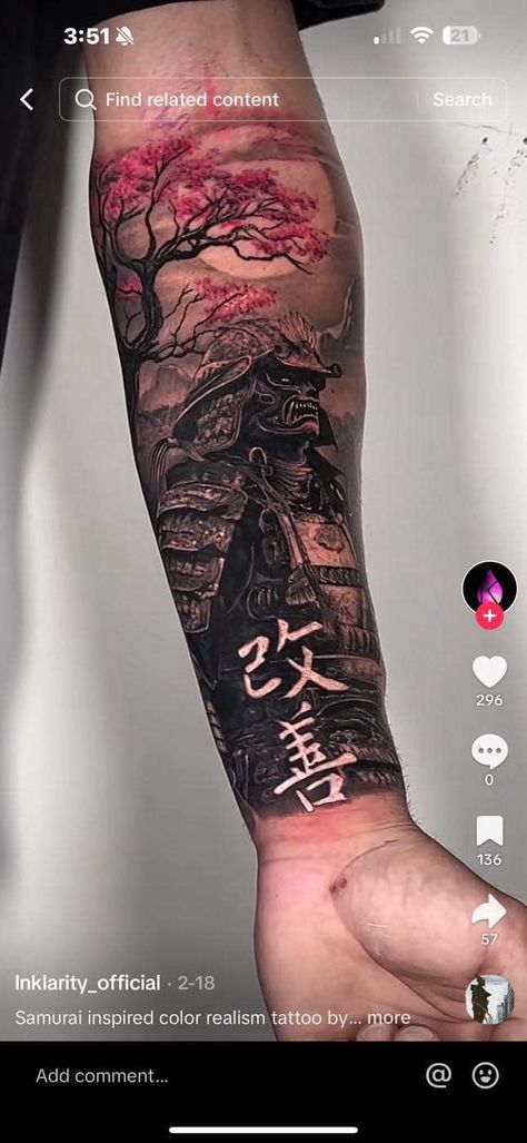 Cool Samurai Tattoos, Couples Japanese Tattoos, Japanese Sleeves For Women, Asian Style Tattoos Japanese Art, Asian Half Sleeve Tattoo, Hawaii Sleeve Tattoo, Japanese Style Forearm Tattoo, Samari Tattoos For Men, Samurai Full Sleeve Tattoo