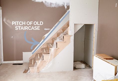 The Stairs Are In! – Home, Travel, Love How To Fix Steep Stairs Basements, How To Change Steep Stairs, How To Fix Steep Stairs, Make Stairs Less Steep, How To Make Stairs Less Steep, Fixing Steep Staircase, Steep Stairs Remodel, Steep Staircase Solutions, Change Staircase Layout