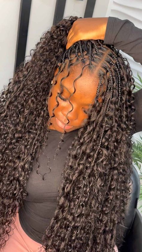 40 Bora Bora Braids Hairstyles Trending Right Now Braids Hairstyles Goddesses, Close Braids Hairstyles, Micro Goddess Braids, Bobo Braid Hairstyles, Full Goddess Braids, Styling Goddess Braids, Bora Bora Braids Human Hair, Trending Braid Hairstyles, Boohoo Braids