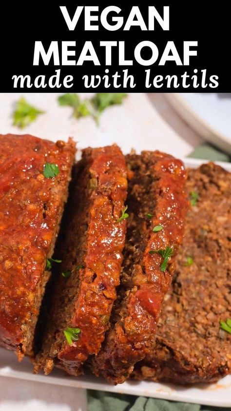 Meatless Loaf, Lentil Loaf Vegan, Lentil Loaf Recipe, Vegan Lentil Loaf, Lentil Meatloaf, Vegetarian Meatloaf, Vegan Loaf, Vegan Meatloaf, Lentil Loaf