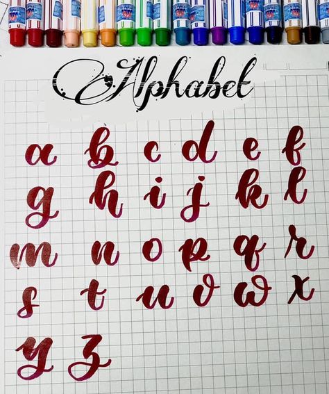 Alphabet Calligraphy, Lettering Styles Alphabet, Hand Lettering Worksheet, Bullet Journal Font, Lettering Guide, Bond Paper Design, Hand Lettering Alphabet, Bullet Journal Diy, Lettering Alphabet Fonts