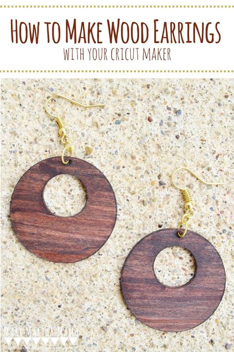 Cricut Earrings Tutorial- Follow this tutorial to make the earrings from basswood using your Cricut Maker. #cricutearrings #cricutmaker #cricutprojects #woodenearrings How To Make Wooden Earrings With Cricut, Wood Earring Cricut, Wooden Earrings Diy How To Make, Cricut Wood Jewelry, Basswood Earrings Cricut, How To Make Wooden Earrings, Cricut Wood Earrings Diy, Wooden Earrings Cricut, How To Make Wood Earrings