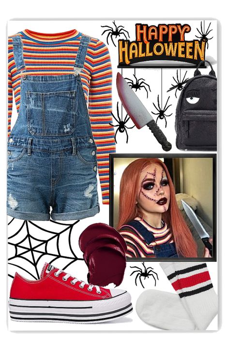 Casual Halloween Outfits Costumes, Halloween Costumes With Overalls, Halloween Horror Nights Outfit, Halloween Diy Outfit, Chucky Halloween Costume, Casual Halloween Outfits, Witches And Warlocks, Last Minute Kostüm, Halloween Costumes Women Scary