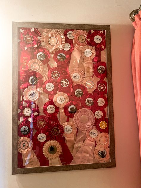 Equestrian Ribbons, Horse Show Ribbon Display, Ribbon Quilts, Horse Ribbon Display, Show Ribbon Display, Horse Show Ribbons, Horse Ribbons, Tack Trunk, Horse Room