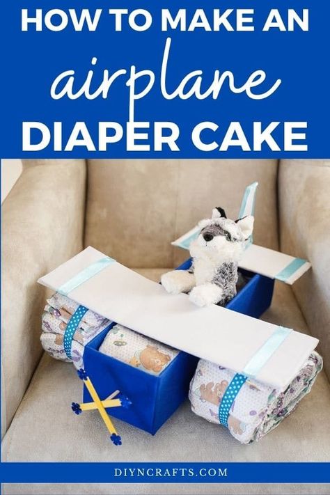 Airplane Diaper Cake, Airplane Baby Shower Theme, Baby Bump Cakes, Unique Diaper Cakes, Diy Diaper Cake, Travel Baby Showers, Airplane Baby Shower, Diaper Gifts, Airplane Baby