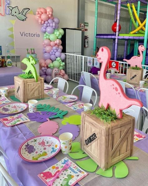 Dino 2nd Birthday Party Girl, Dinosaur Birthday Party 2nd Birthday, Birthday Party 3 Girl, Girl Dinosaur Birthday Party Decorations, Threerex Birthday Girl Party, Dino Girl Birthday Party, Girl Dinosaur Party Ideas, 3rd Birthday Theme Ideas, Third Birthday Theme