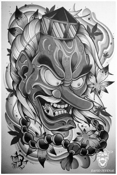 Tengu Tattoo, Samurai Mask Tattoo, Foo Dog Tattoo Design, Japanese Mask Tattoo, Geisha Tattoo Design, Joker Tattoo Design, Foo Dog Tattoo, Best Leg Tattoos, Butterfly Tattoo On Shoulder