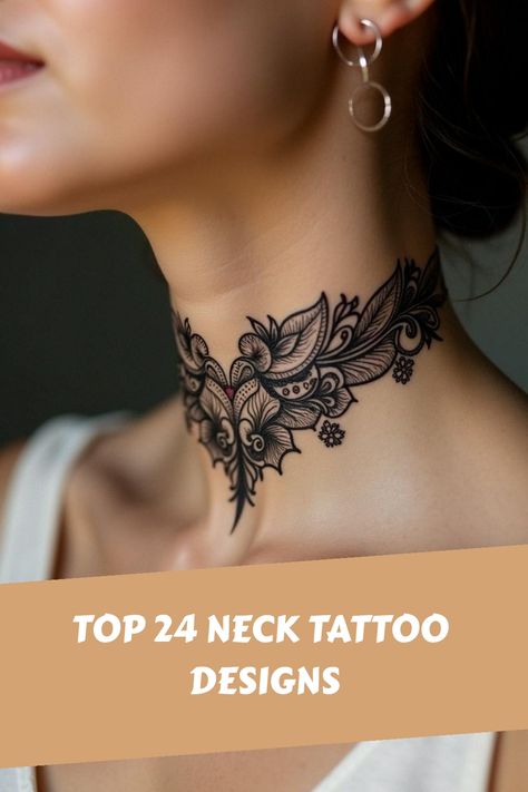 Top 24 Neck Tattoo Designs Neck And Shoulders Tattoo, Women’s Necklace Tattoo, Subtle Neck Tattoo, Witchy Neck Tattoo, Tattoo Around Neck, Around The Neck Tattoo, Neck To Shoulder Tattoo Women, Mandala Throat Tattoo, Necklace Tattoo Women