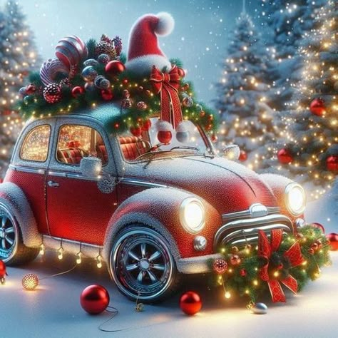 Xmas Truck With Tree, Christmas Treats Ideas, Christmas Wallpaper Free, Art For Wall Decor, Christmas Topper, Pirate Art, An Nou Fericit, Kit Christmas, Art For Wall