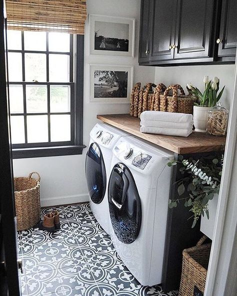 Laundry Room Makeover Progress & Plans – Welsh Design Studio Room Tiles Design, Utility Room Designs, Laundry Room Tile, Wood Floor Bathroom, Rustic Laundry Rooms, White Wood Floors, Vintage Laundry Room, Laundry Room Flooring, Laundry Room Doors