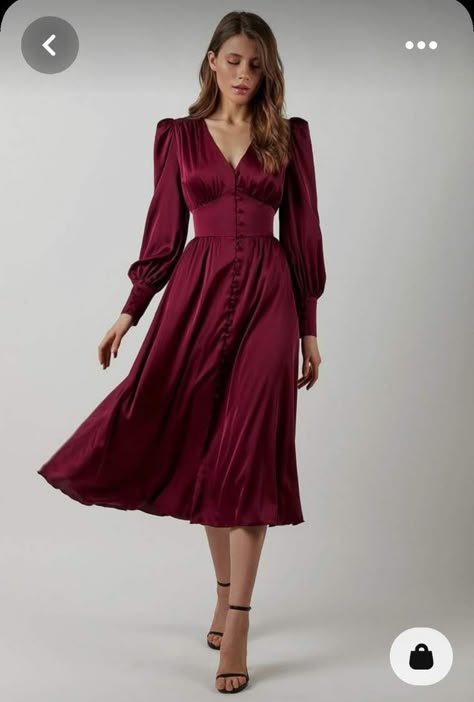 Maroon Dress Outfit, Long Dress Satin, Woman Evening Dress, Cocktail Dress Summer, Manset Lengan, Summer Dress Long, Dresses For Everyday, Maxi Dress Plus Size, Maroon Dress