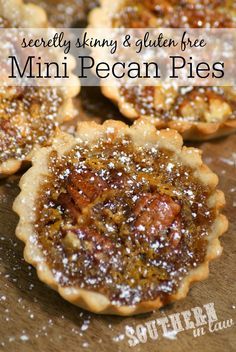 Healthier Mini Pecan Pies Recipe - Low fat, gluten free, lower sugar, easy to make Healthy Pecan Pie Recipe, Pecan Tarts Mini, Mini Pecan Pie Recipes, Paleo Pecan Pie, Pecan Tarts Recipe, Healthy Pecan Pie, Gluten Free Pecan Pie, Pecan Pie Bites, Savory Tarts