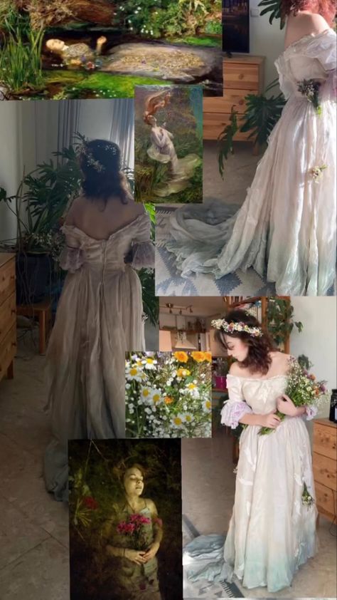 Ophelia Costume Hamlet, Shakespeare Costumes Women, Ophelia Halloween Costume, Ethereal Costume Halloween, Shakespeare Outfits, Ethereal Halloween Costume, Ophelia Outfit, Persephone Costume Halloween, Persephone Halloween