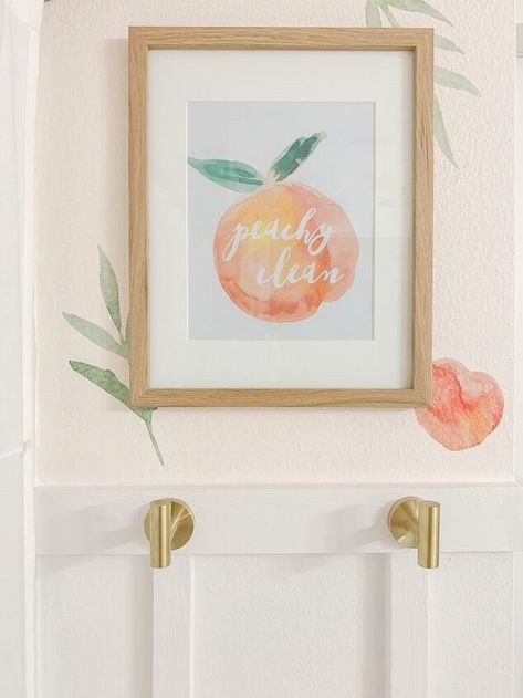 Peachy Clean-Bathroom Makeover | Hometalk Peachy Clean Bathroom, Orange Bathroom Walls, Peachy Clean, Bathroom Makeover On A Budget, Build Shelves, Peach Bathroom, Hooks For Towels, Painting Bathroom Cabinets, Her Bathroom