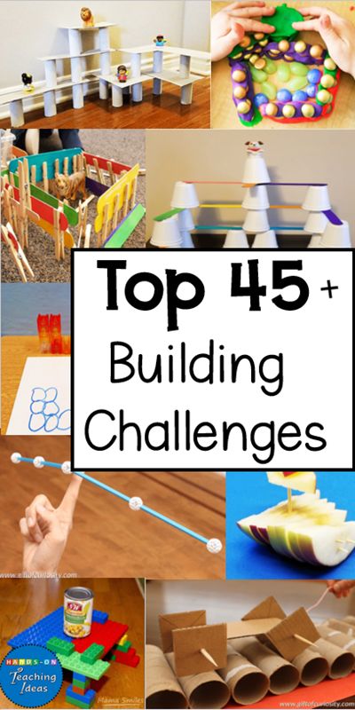 A collection of pictures of different STEM building challenges fill the pin.  A few of the activities for kids at home include, a boat made of apples, a cardboard car with square wheels, a tower made from cups and tongue depressors, a sketch and building made from the sketch are all shown. Jungle Theme Stem Activities, Construction Summer Camp Ideas, Jungle Stem Activities, Stem Preschool, Elementary Stem, Stem Building, Stem Activities Preschool, Kindergarten Stem, Building Challenge