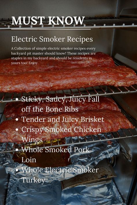 Brinkman Electric Smoker Recipes, Smoked Beef Ribs In Electric Smoker, Smoked Turkey Electric Smoker, Smoked Brisket Recipes Electric Smoker Masterbuilt, Electric Smoker Recipes Masterbuilt, Master Built Electric Smoker Recipes, Electric Smoker Ribs, Chicken Wings Whole, Master Built Smoker Recipes