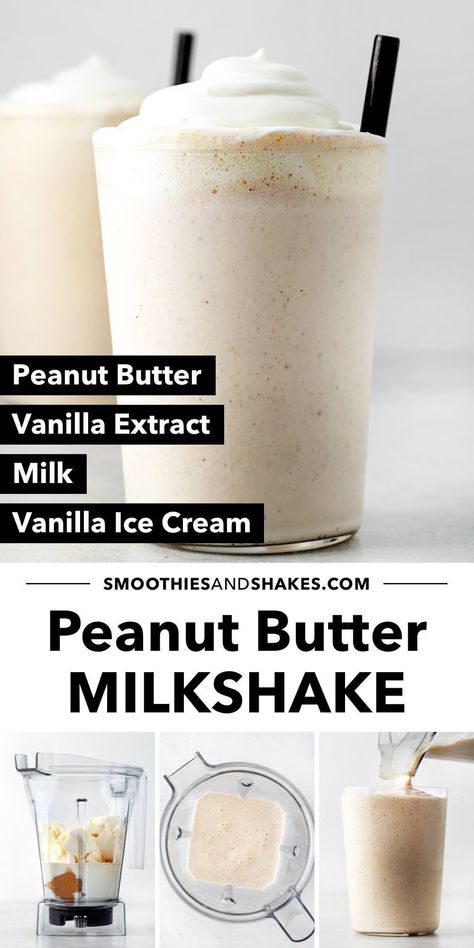 A 3-minute milkshake that’s nutty, creamy, and full of flavor. See how to make a peanut butter milkshake with just 4 ingredients, plus tips for making the perfect drink. #peanutbuttermilkshake #milkshakes #milkshakerecipes #peanutbutterrecipes Perfect Milkshake Recipe, Vanilla Ice Cream Shake, Peanut Butter Milkshake Recipe, Homemade Milkshake Recipe, Simple Smoothies, Vanilla Milkshake Recipe, Oreo Milkshake Recipe, Peanut Butter Milkshake, Milkshake Recipe Easy