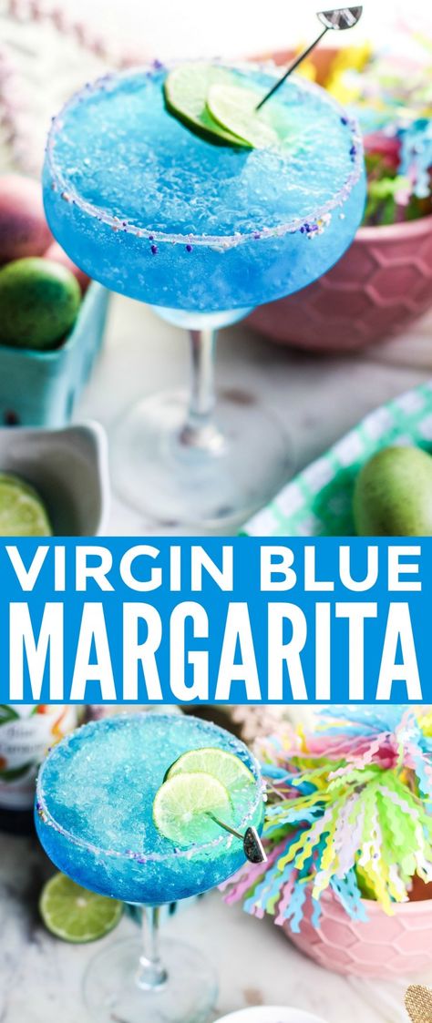 This Virgin Blue Margarita is a fun and refreshing drink to help you cool off all summer long. If you are looking for a non-alcoholic beverage to serve at your summer parties and backyard barbecues, you have found the perfect one! Backyard Bbq Recipes, Virgin Margarita, Backyard Bbq Food, Virgin Cocktails, Blue Margarita, Virgin Drinks, Margarita Drink, Blue Drinks, Drink Recipes Nonalcoholic