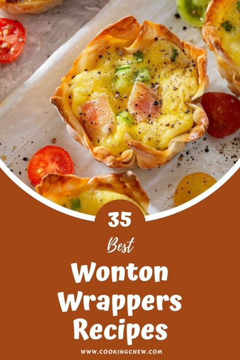 Mini Quiche In Wonton Wrappers, Recipes With Dumpling Wrappers, Dumpling Wrapper Cups, Wonton Wrapper Cups, Appetizers Using Won Ton Wrappers, Wonton Wrappers Ideas, Wanton Cups Recipes, Ways To Use Wonton Wrappers, Stuffed Wonton Recipes