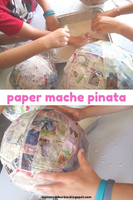 How To Pinata, Pinata Preschool Craft, How To Build A Pinata, Paper Mache Recipe For Pinata, Newspaper Pinata, Paper Mache With Baloon, Make Your Own Pinata Diy, How To Make A Piñata With A Balloon, Piñata Making Ideas