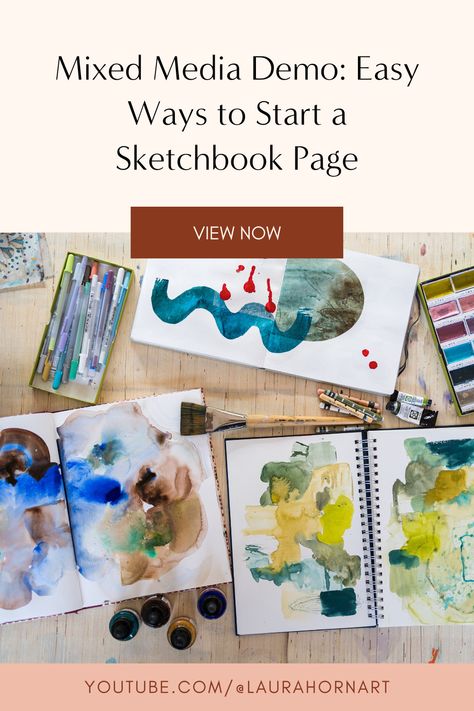 In this demo, you'll see me start sketchbook spreads using acrylic ink, collage, gel pens, and watercolour. Start A Sketchbook, Laura Horn Art, Ink Collage, Laura Horn, Sketchbook Spreads, Journal Tutorials, Mixed Media Supplies, Art Friend, Art Storage