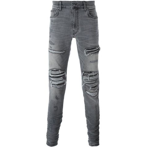 Mens Grey Jeans, Mens Distressed Jeans, Mens Ripped Jeans, Grey Ripped Jeans, Grey Pants Men, Jeans Refashion, Grey Jeans Men, Slim Fit Ripped Jeans, Torn Jeans