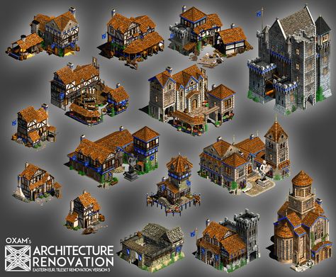 Map Assets, Isometric Map, Architecture Renovation, Medieval Artwork, Bangunan Minecraft, Fantasy Town, City Decor, Minecraft Medieval, Medieval Houses