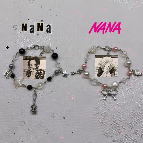 Nana and Hachi themed bracelets. Nana Komatsu and Nana Osaki's frendship bracelets. Hachi Bracelet, Anime Bracelet, Hachi Nana, Frendship Bracelets, Nana Bracelet, Nana Anime, Nana Manga, Nana Komatsu, Nana Osaki