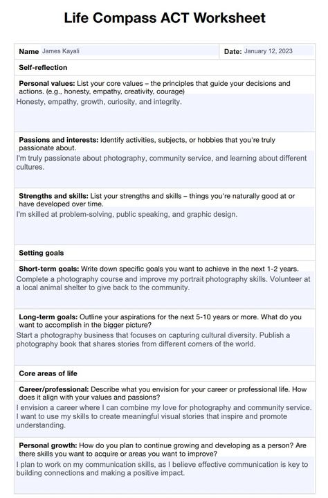 Life Compass ACT Worksheet & Example | Free PDF Download Act Worksheets, Conduct Disorder, Meditation Scripts, Feelings Chart, Executive Functioning Skills, Behavior Interventions, Self Efficacy, Therapy Worksheets, Couples Therapy