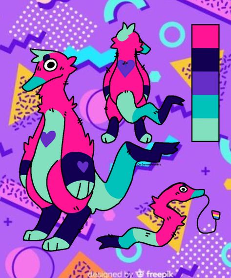 Kidcore Fursuit, Kidcore Cat Drawing, Kidcore Fursona, Dinodog Fursona, Fursona Inspiration, Colorful Fursuits, Superflat, Drawing Things, Animal Drawing