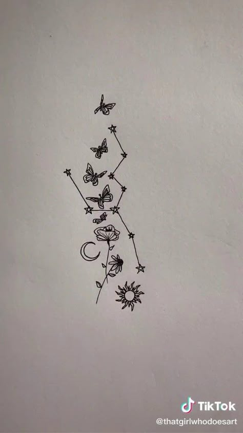 Aquarius Butterfly Tattoo, Butterfly Constellation Tattoo, Moon Zodiac Tattoo, Aquarius Moon Tattoo, Aquarius Butterfly, Butterfly Constellation, Tail Light Design, Aquarius Tattoo Ideas, Aquarius Constellation Tattoo