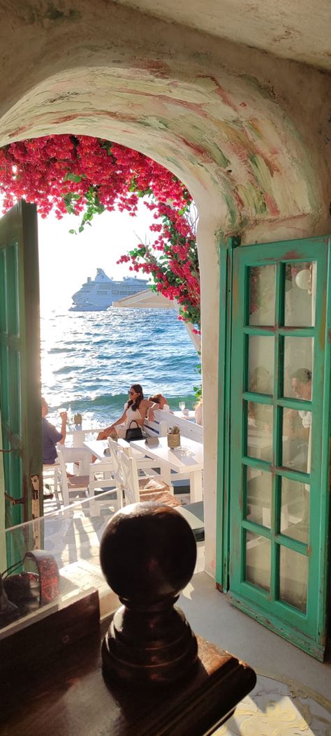 Mykonos, Greece, Cruise ship, window, mamma mia, sea, terrace, sunset, boat, Island, Grecia, crucero, mar, coast, atardecer, terracita, summer, verano. Greece Girl, Skopelos Greece, Mykonos Island Greece, Greece Cruise, Grecia Santorini, Greek Sea, Mykonos Island, Honeymoon Spots, Greece Holiday