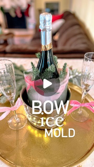 Andrea Clawson on Instagram: "Bow ice bucket mold 🎀

Hopping on the viral ice bucket trend with this idea for all my fellow bow obsessed girlies 🎀. This champagne ice mold turned out so precious, I can’t even deal

So easy + cute 🍾 and perfect for hosting this holiday season 🧊 

What I used:
Champagne/wine Ice mold from @amazon 
velvet ribbon for bows from @amazon 
Christmas tree sprigs from @target

Save + Share with your bow loving friends 🥰
And comment “shop” for direct link to products 

#bows #bowseason #coquette #coquetteaesthetic #christmasdecor #christmashome #diychristmas #christmasdiy #pinkchristmas #kitchenhacks #amazonfinds #targetfinds #tistheseason #easychristmasideas #amazonchristmas #targetchristmas #craftymom #craftymama #christmashosting #hostingtips #hostingchristma Champagne Ice Mold, Christmas Tree Sprigs, Bow Season, Champagne Ice Bucket, Target Christmas, Strawberry Hearts, Amazon Christmas, Bottle Tree, Ice Wine