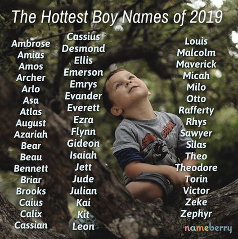 We measured which boy names were getting the most attention on Nameberry for 2019 compared with the year before. Here's our hot list. Names Unique, Baby Name List, Fantasy Names, Pretty Names, Name Inspiration, Unique Baby Names, Name List, Cute Names